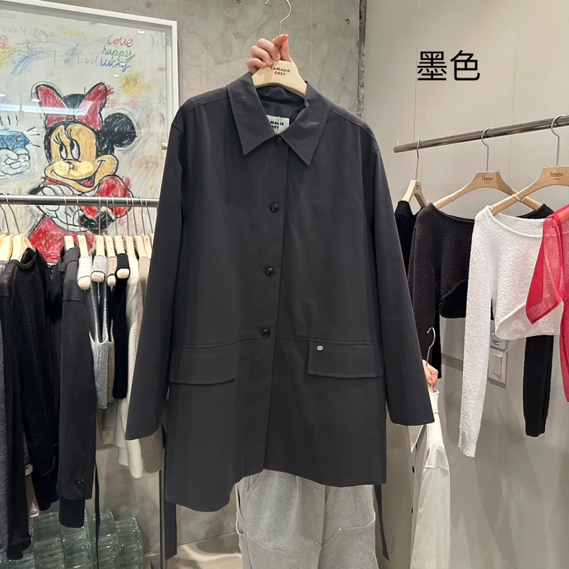 LAMAGIEPIE東大門㊣實拍女裝新款時尚真品25秋夏熱賣夾克腰帶LAMAGIE GREY夾克圖色2