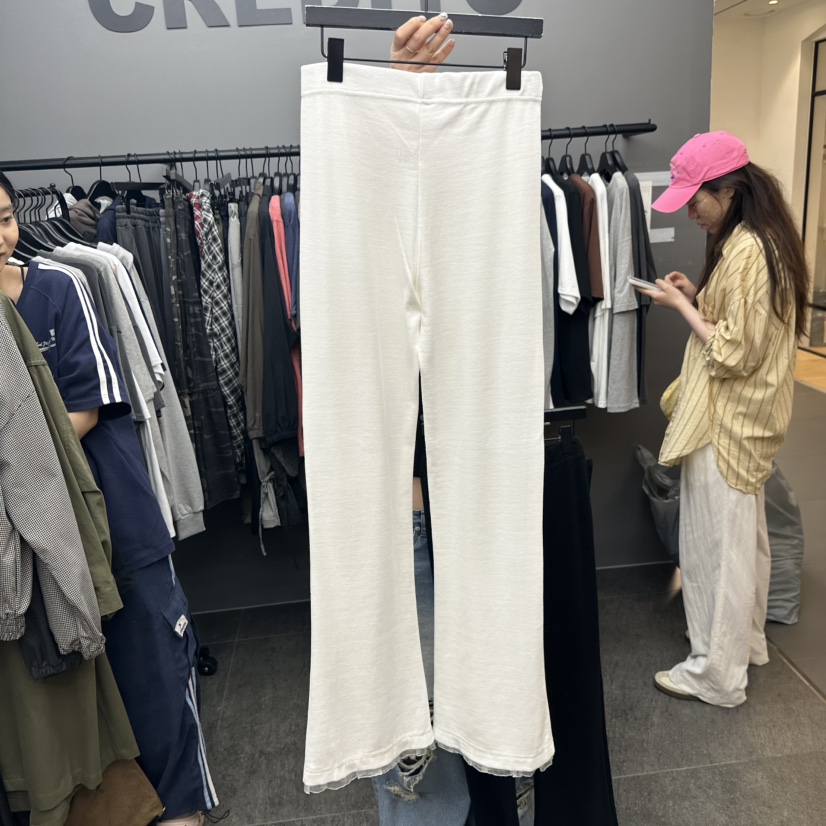 CREDITO韓國直郵㊣女士新品職業人氣推薦熱賣時尚休閑褲荷葉邊But ton/BOUTIQUE SEOUL休閑褲