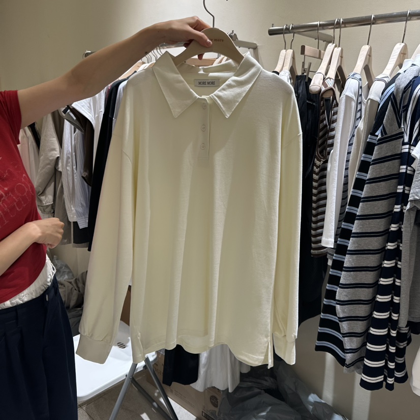 MOREMORE韓國代購㊣女裝新品推薦人氣時尚25秋夏熱賣長袖T恤more more長袖T恤圖色2