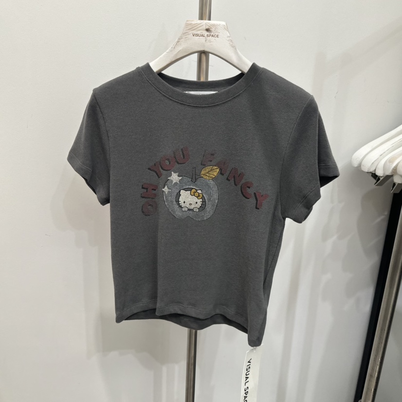 VISUAL SPACE韓國直郵㊣女裝新品休閑職業推薦25秋夏真品T恤VISUAL SPACET恤圖色2