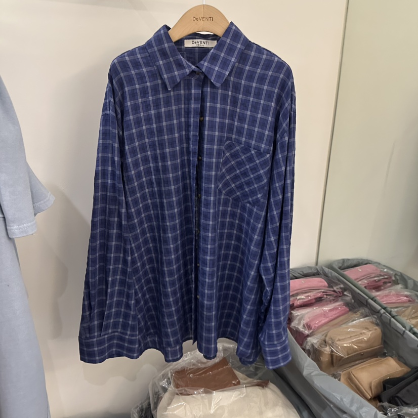 DE VENTI韓國直郵㊣女士新品真品時尚25秋夏襯衫蕾絲衫格紋DE VENTI襯衫/蕾絲衫圖色2