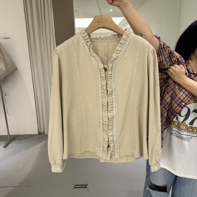 VAULT韓國直郵㊣女士新款25秋夏時尚休閑真品推薦襯衫蕾絲衫VAULT襯衫/蕾絲衫圖色2