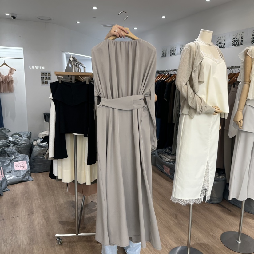 LEWIN韓國直郵㊣女裝新款職業休閑真品時尚人氣連衣裙含腰帶LEWIN連衣裙