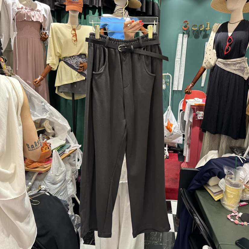 3COLOR東大門㊣直郵女士新品推薦休閑褲含腰帶Three color休閑褲圖色1