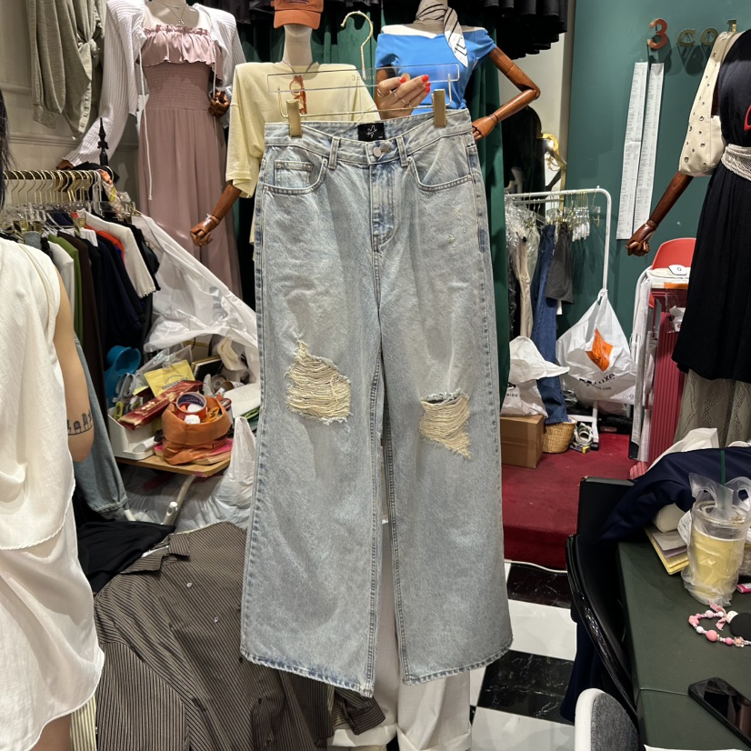 3COLOR東大門㊣直郵女裝新款休閑牛仔褲Three color牛仔褲圖色1