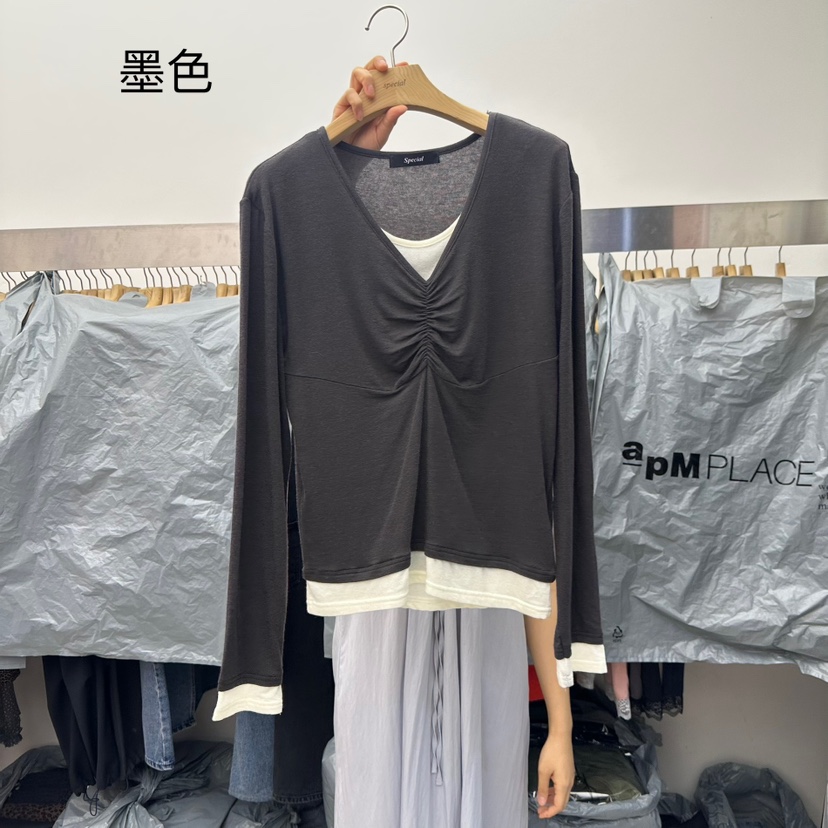 SPECIAL韓國直郵㊣女裝新品休閑熱賣真品人氣長袖T恤假兩件SPECIAL長袖T恤圖色1