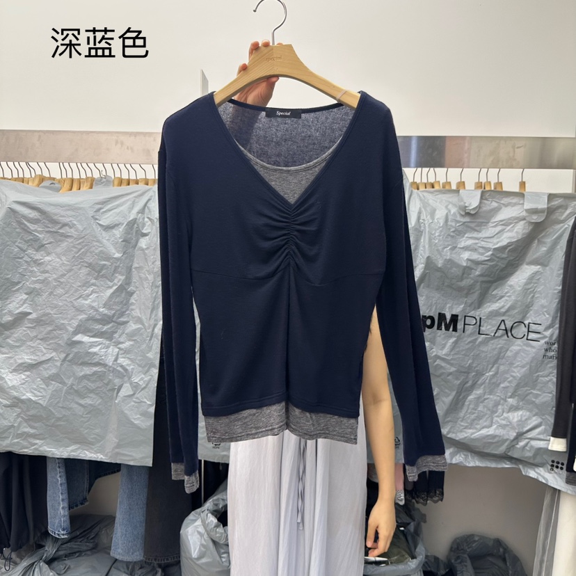 SPECIAL韓國直郵㊣女裝新品休閑熱賣真品人氣長袖T恤假兩件SPECIAL長袖T恤圖色2