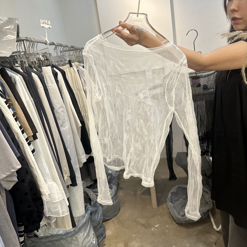 PLOVER韓國代購㊣女裝新品25秋夏人氣職業推薦襯衫蕾絲衫褶皺PLO_VER襯衫/蕾絲衫