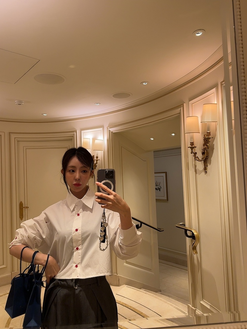 PALETTE-Q韓國代購㊣女裝新款休閑25秋夏熱賣襯衫蕾絲衫露肩PALETTE襯衫/蕾絲衫
