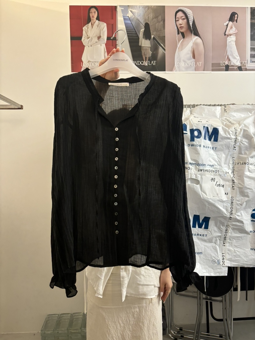 LONDON FLAT韓國直郵㊣女裝新款休閑真品襯衫蕾絲衫泡泡袖LONDON FLAT襯衫/蕾絲衫圖色2