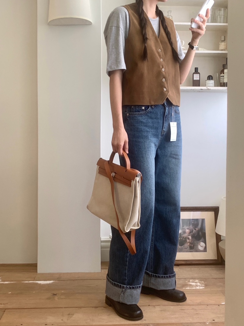WOOD韓國代購㊣女裝新款時尚職業熱賣推薦真品25秋夏牛仔褲WOOD牛仔褲