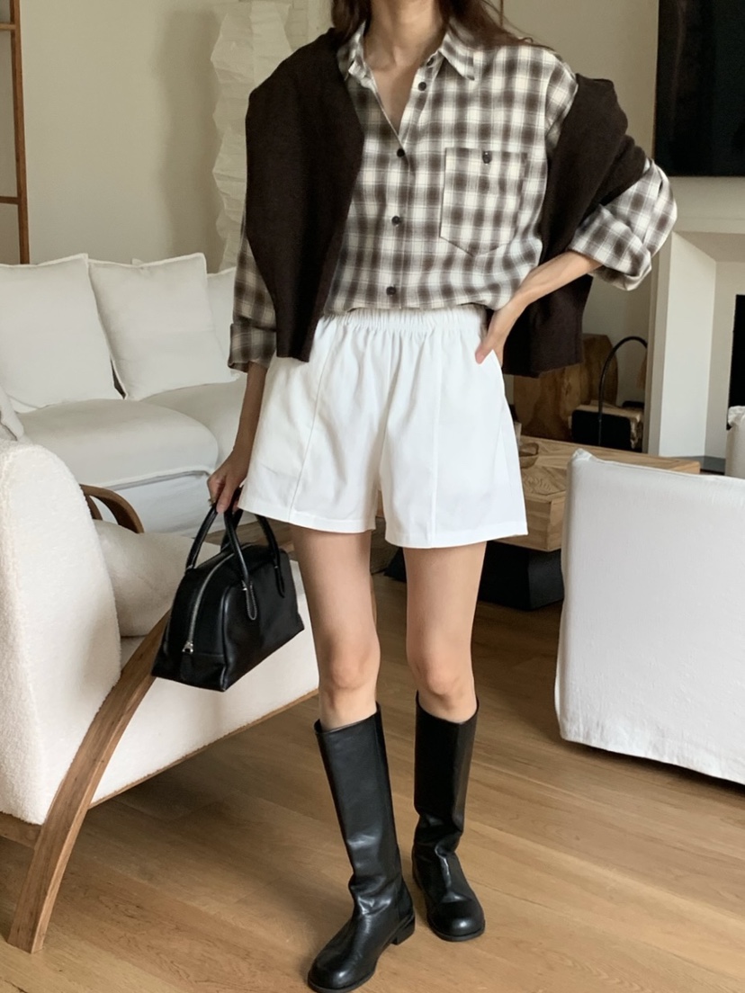 WOOD東大門㊣代購女士新款25秋夏職業熱賣時尚襯衫蕾絲衫格紋WOOD襯衫/蕾絲衫