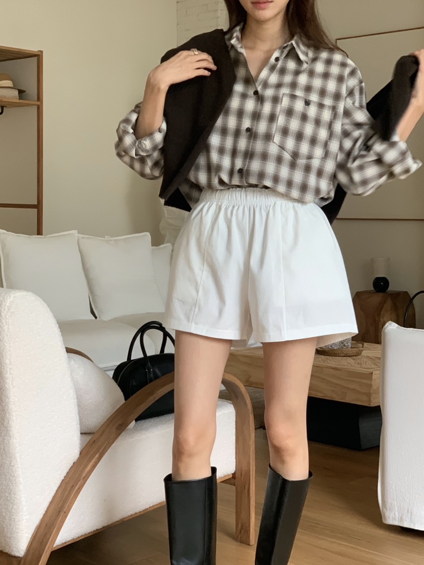 WOOD東大門㊣代購女士新款25秋夏職業熱賣時尚襯衫蕾絲衫格紋WOOD襯衫/蕾絲衫