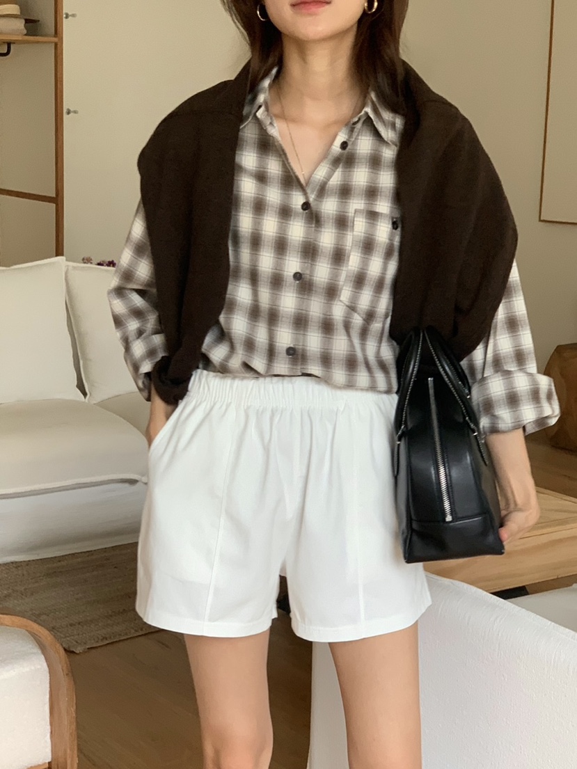 WOOD東大門㊣代購女士新款25秋夏職業熱賣時尚襯衫蕾絲衫格紋WOOD襯衫/蕾絲衫