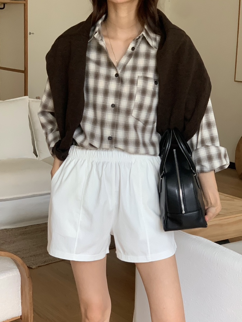 WOOD東大門㊣代購女士新款25秋夏職業熱賣時尚襯衫蕾絲衫格紋WOOD襯衫/蕾絲衫