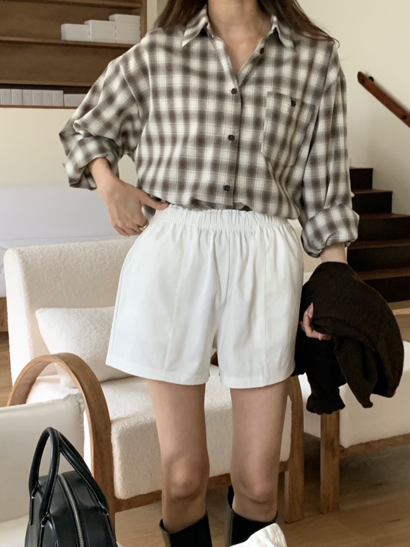 WOOD東大門㊣代購女士新款25秋夏職業熱賣時尚襯衫蕾絲衫格紋WOOD襯衫/蕾絲衫