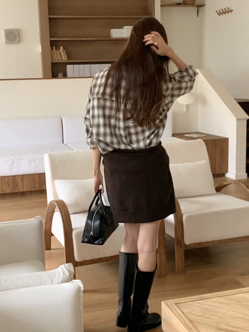 WOOD東大門㊣代購女士新款25秋夏職業熱賣時尚襯衫蕾絲衫格紋WOOD襯衫/蕾絲衫