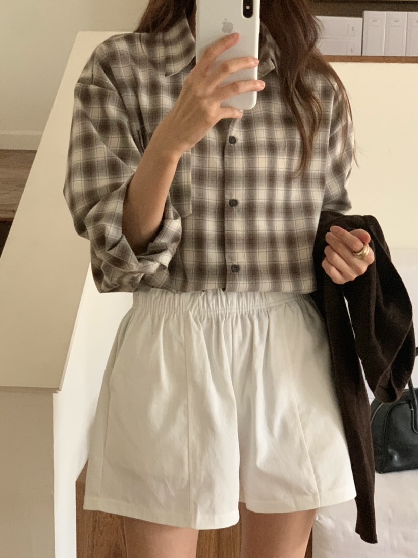 WOOD東大門㊣代購女士新款25秋夏職業熱賣時尚襯衫蕾絲衫格紋WOOD襯衫/蕾絲衫