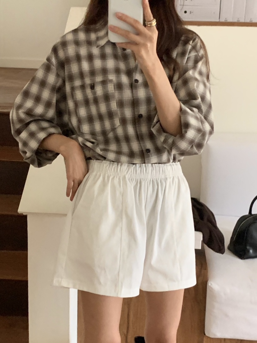 WOOD東大門㊣代購女士新款25秋夏職業熱賣時尚襯衫蕾絲衫格紋WOOD襯衫/蕾絲衫