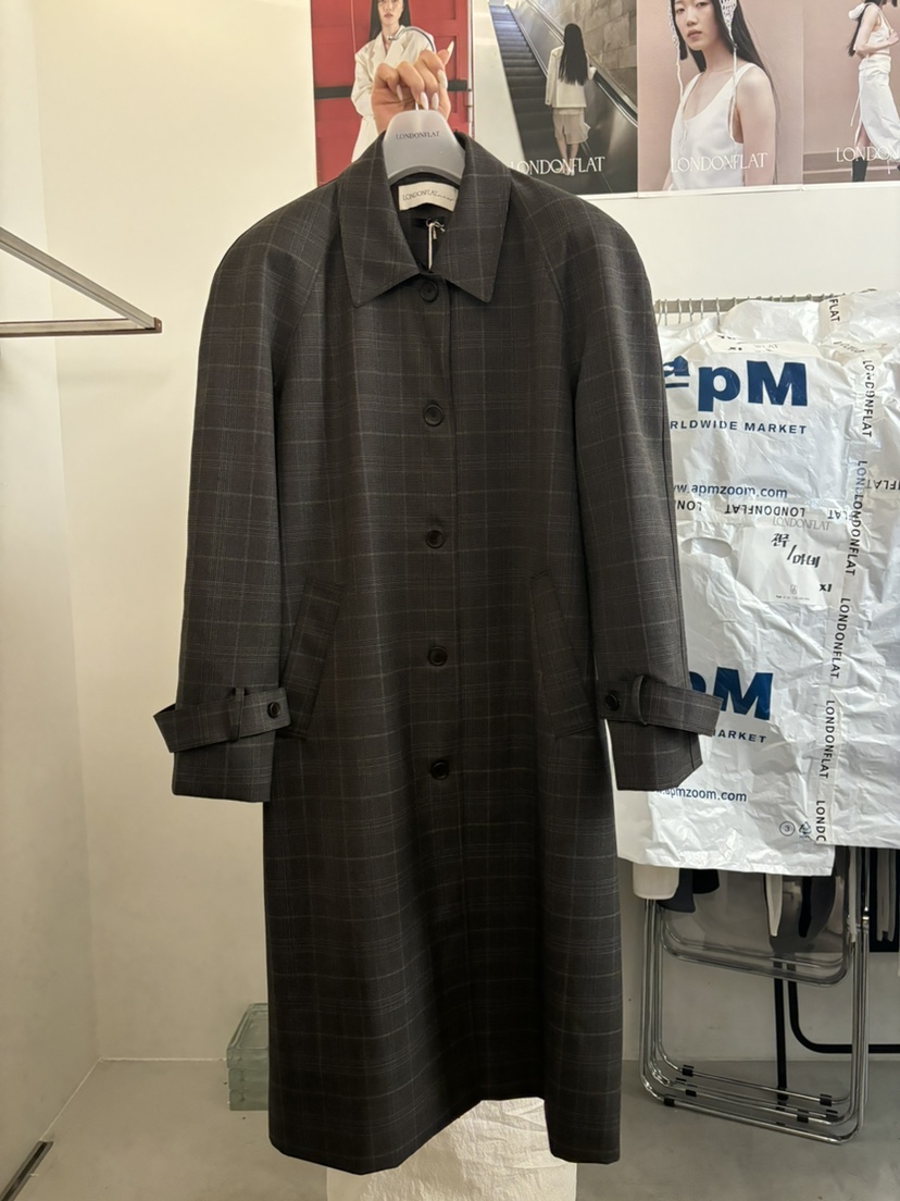 LONDON FLAT韓國直郵㊣女士新品休閑時尚職業長款風衣格紋LONDON FLAT長款風衣圖色2