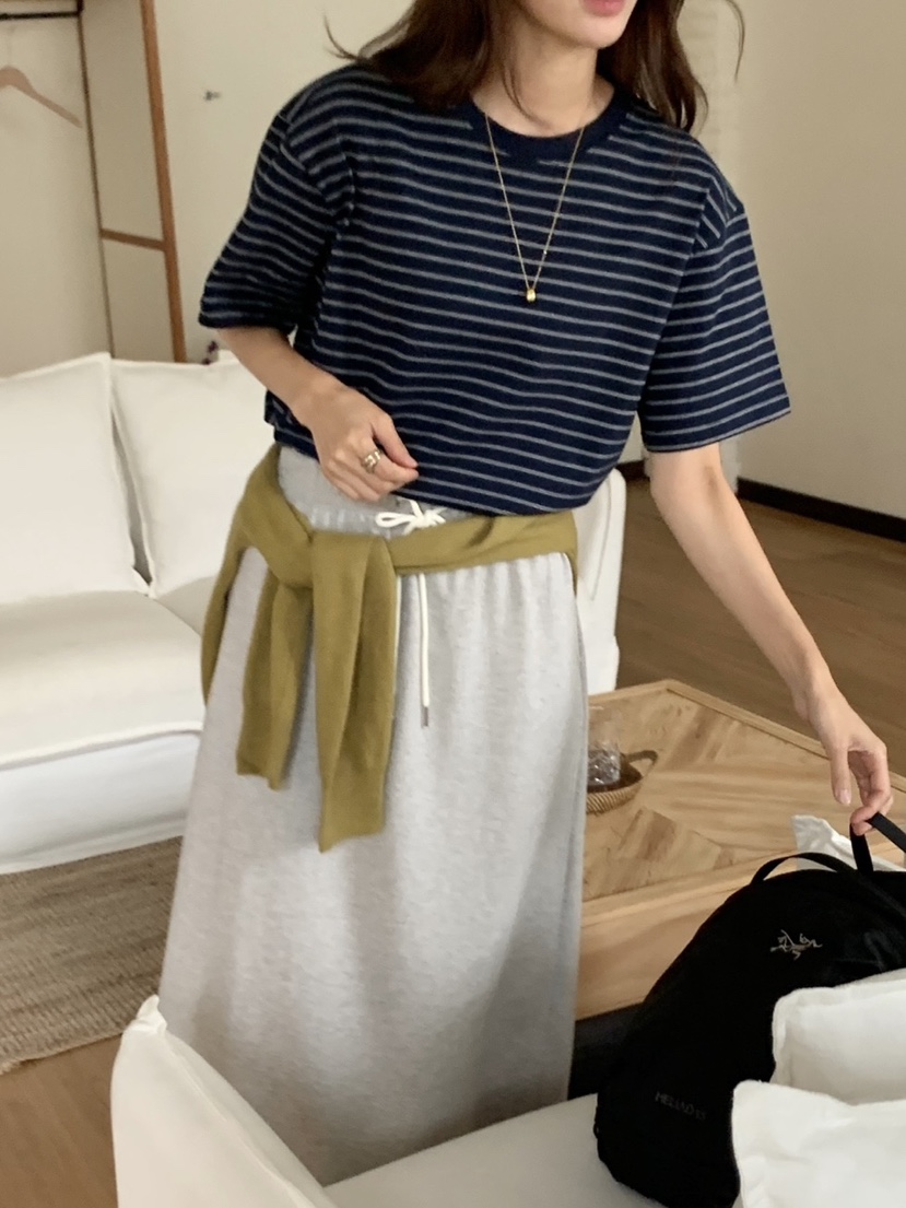 WOOD東大門㊣實拍女士新品25秋夏職業推薦熱賣休閑真品T恤條紋WOODT恤