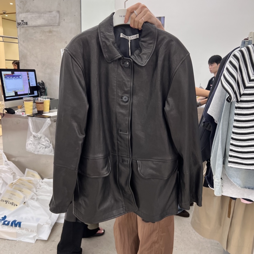 BREATHE東大門㊣實拍女裝新品熱賣人氣職業休閑25秋夏真品皮衣BREATHE皮衣圖色1