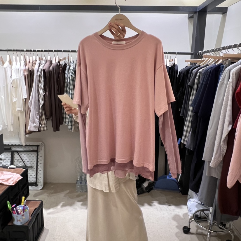 SELF SERVICE東大門㊣代購女士新品25秋冬真品長袖T恤天鵝絨SELF SERVICE長袖T恤圖色2