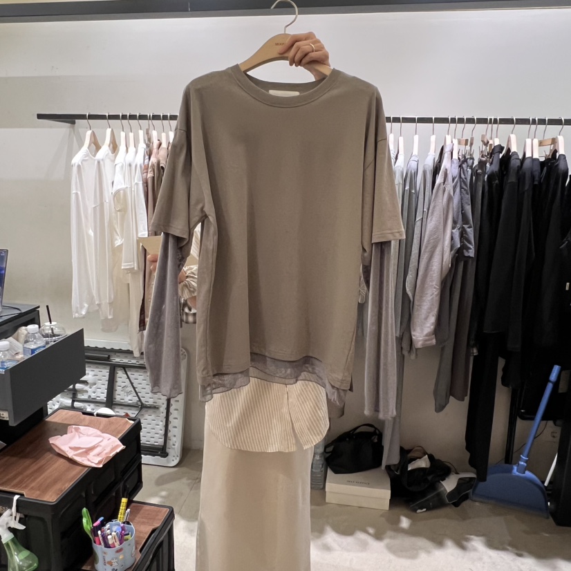 SELF SERVICE東大門㊣代購女士新品25秋冬真品長袖T恤天鵝絨SELF SERVICE長袖T恤圖色3