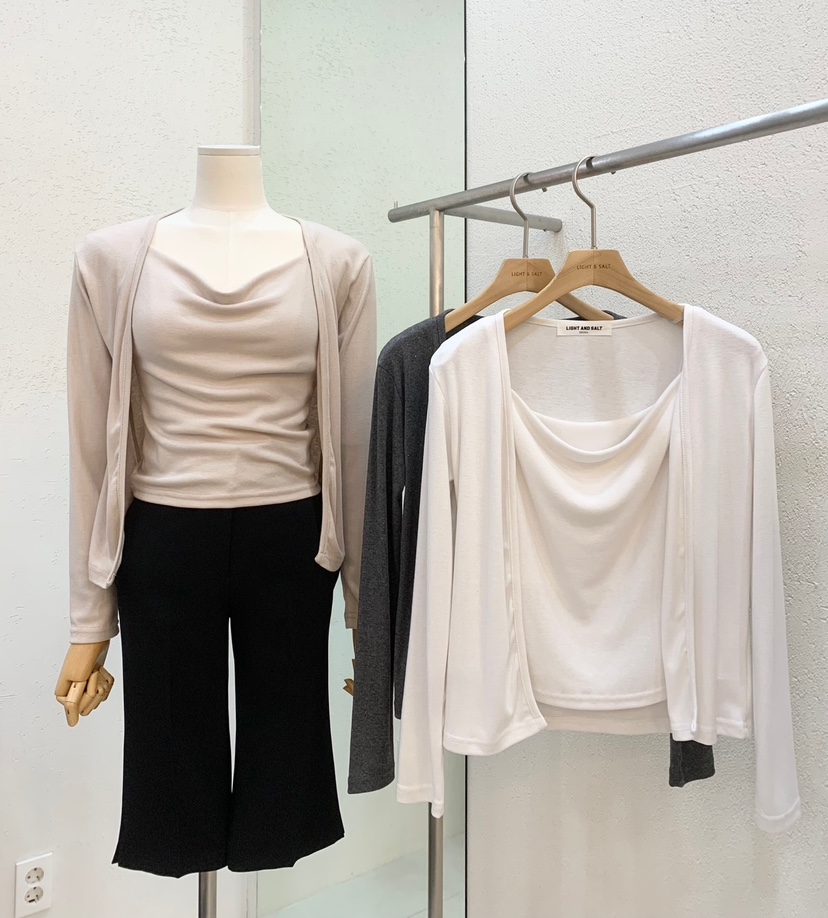 LIGHT AND SALT東大門㊣代購女士新品推薦套裝兩件套開衫LIGHT AND SALT套裝