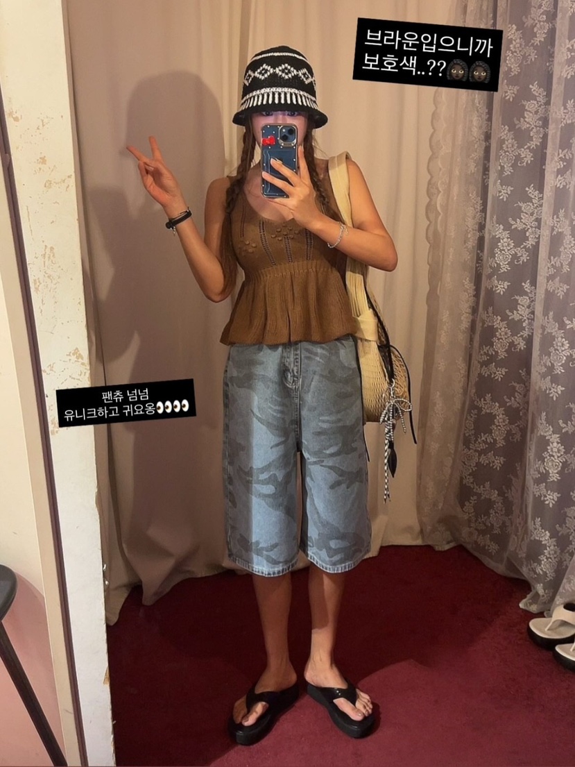 MOMAZU韓國代購㊣女士新品休閑熱賣25秋冬時尚推薦短褲迷彩MOMAZU短褲