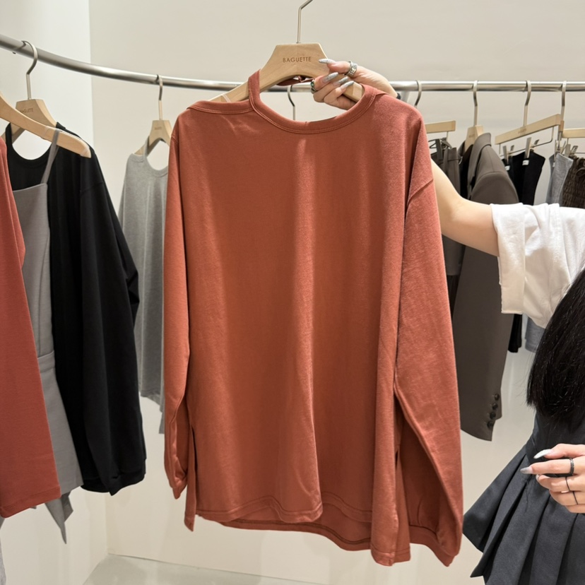 URBANSTORY/REMAKING東大門㊣直郵女士新品真品長袖T恤鏤空BAGUETTE-P長袖T恤圖色1