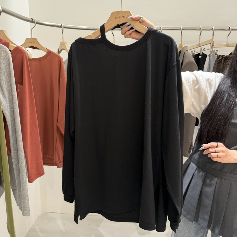 URBANSTORY/REMAKING東大門㊣直郵女士新品真品長袖T恤鏤空BAGUETTE-P長袖T恤圖色2