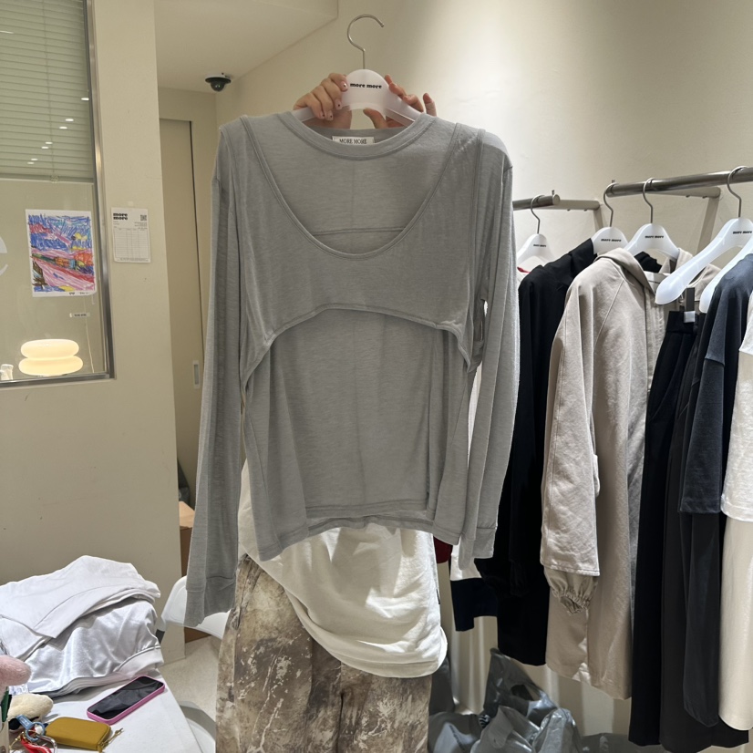 MOREMORE東大門㊣代購女士新品25秋冬時尚休閑真品熱賣長袖T恤more more長袖T恤圖色2