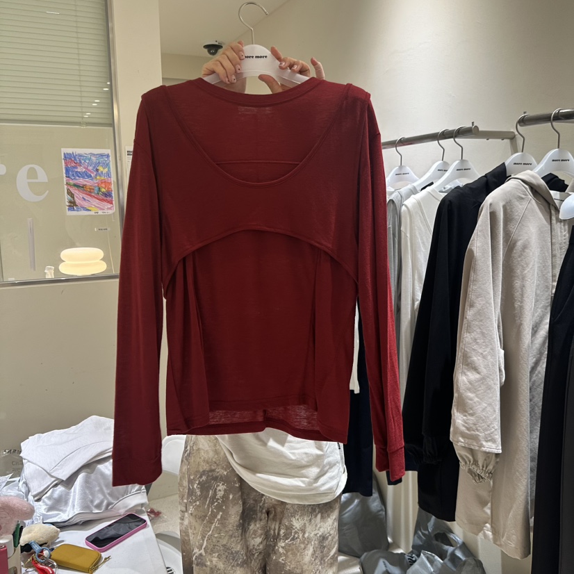 MOREMORE東大門㊣代購女士新品25秋冬時尚休閑真品熱賣長袖T恤more more長袖T恤圖色3