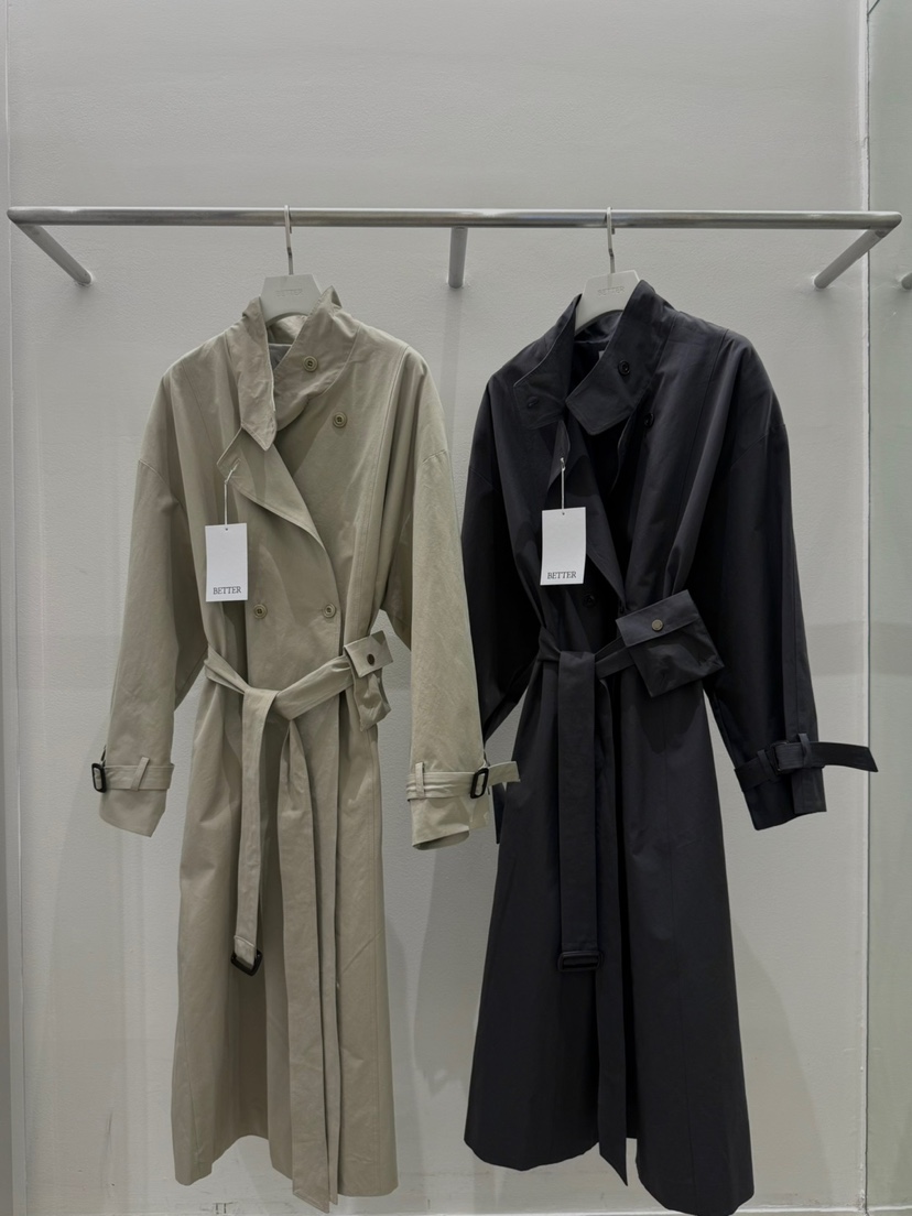 BETTER東大門㊣實拍女裝新品休閑25秋冬人氣長款風衣含腰帶BETTER長款風衣