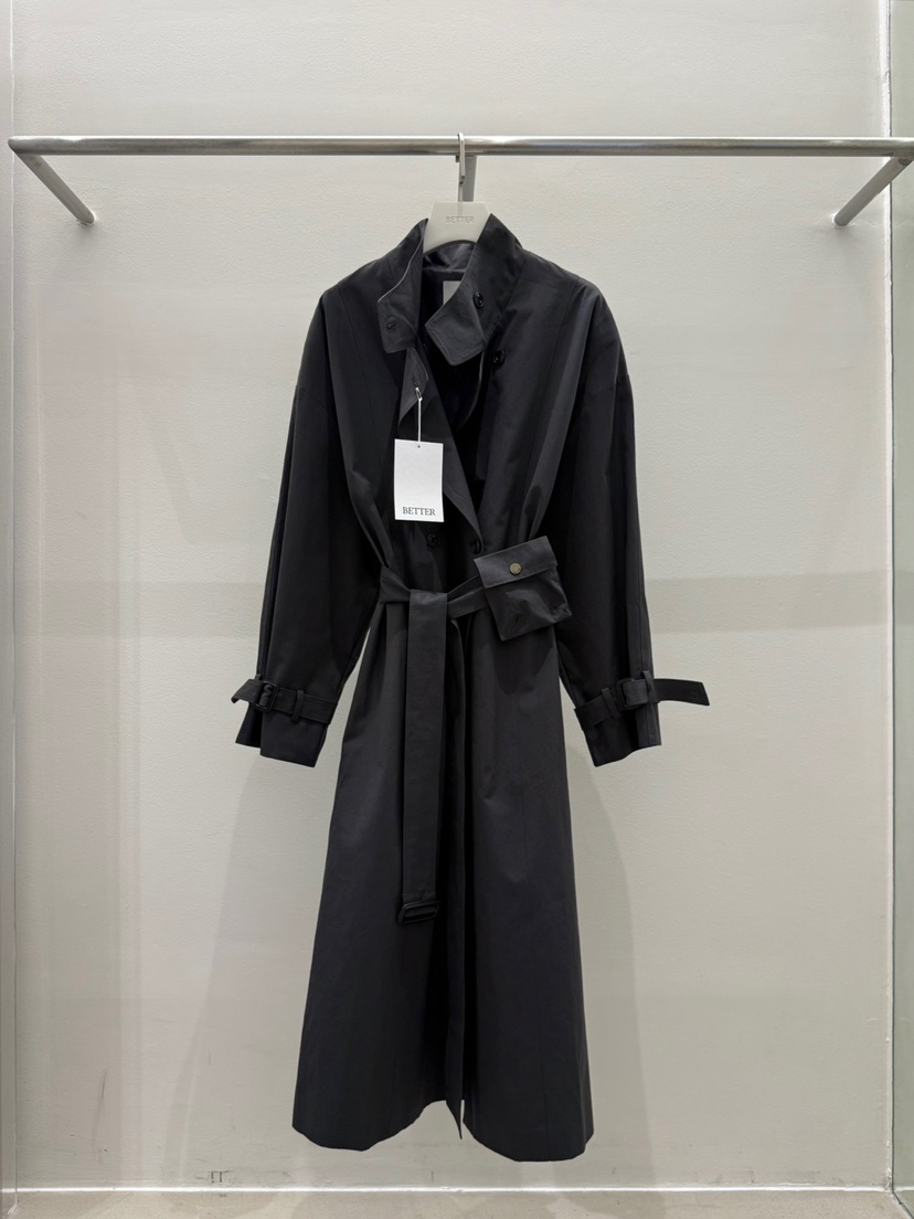 BETTER東大門㊣實拍女裝新品休閑25秋冬人氣長款風衣含腰帶BETTER長款風衣圖色2