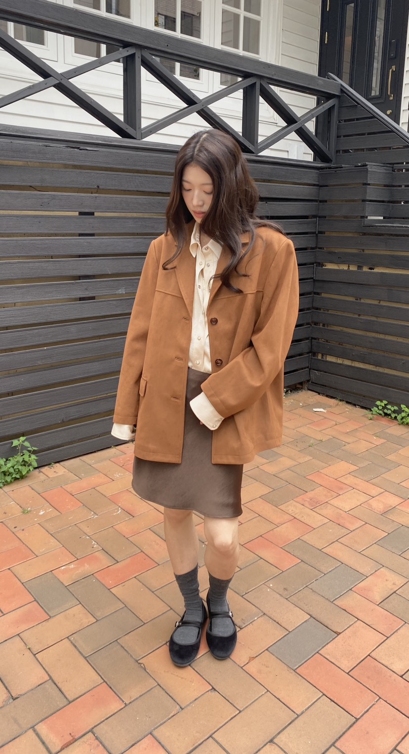 ERUME東大門㊣代購女裝新款25秋冬休閑真品推薦時尚夾克絨面革ERUME夾克
