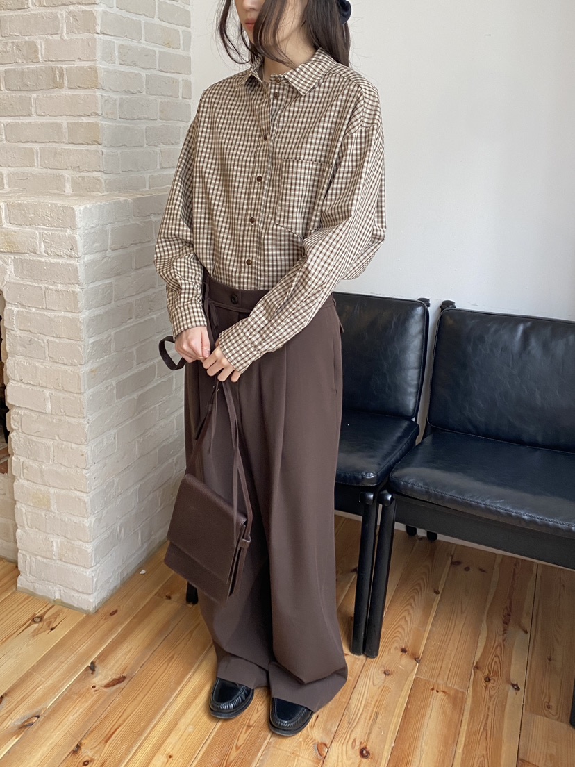 ERUME韓國直郵㊣女裝新品25秋冬推薦休閑熱賣襯衫蕾絲衫格紋ERUME襯衫/蕾絲衫