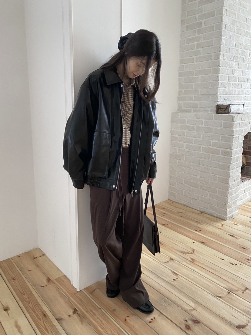 ERUME東大門㊣實拍女士新品休閑推薦職業25秋冬真品熱賣皮衣ERUME皮衣