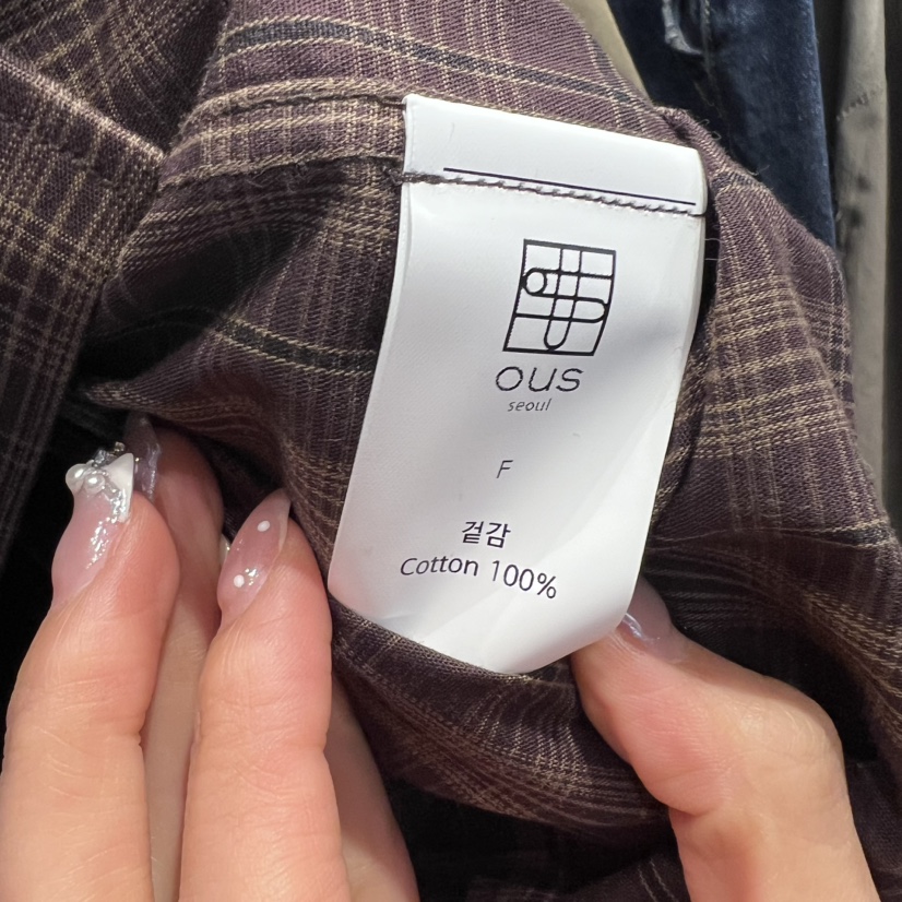 OUS/INCH-L韓國代購㊣女士新品休閑襯衫蕾絲衫含領帶格紋OUS/INCH襯衫/蕾絲衫