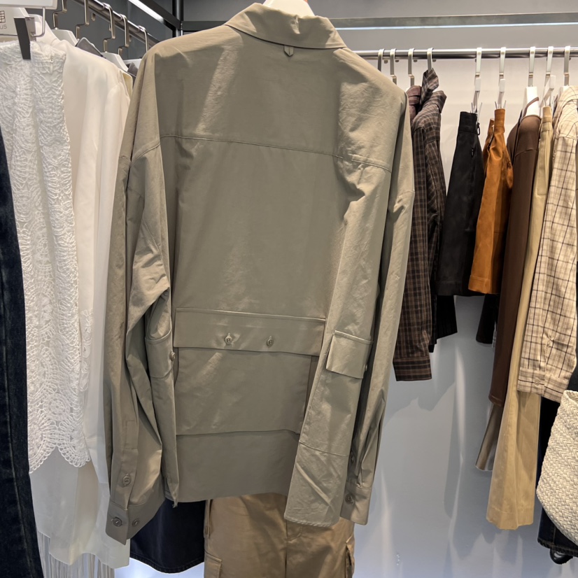 OUS/INCH-L東大門㊣實拍女士新品真品25秋冬襯衫蕾絲衫口袋OUS/INCH襯衫/蕾絲衫