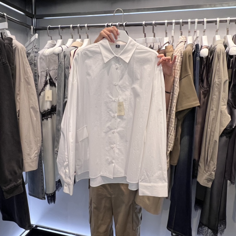 OUS/INCH-L東大門㊣實拍女士新品真品25秋冬襯衫蕾絲衫口袋OUS/INCH襯衫/蕾絲衫圖色2