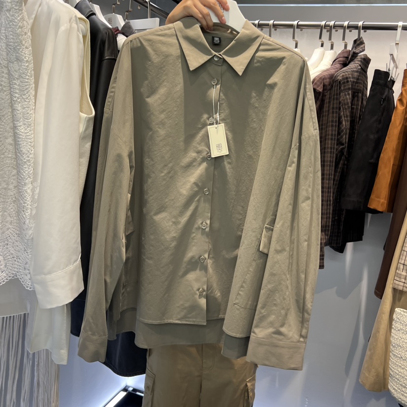 OUS/INCH-L東大門㊣實拍女士新品真品25秋冬襯衫蕾絲衫口袋OUS/INCH襯衫/蕾絲衫圖色3