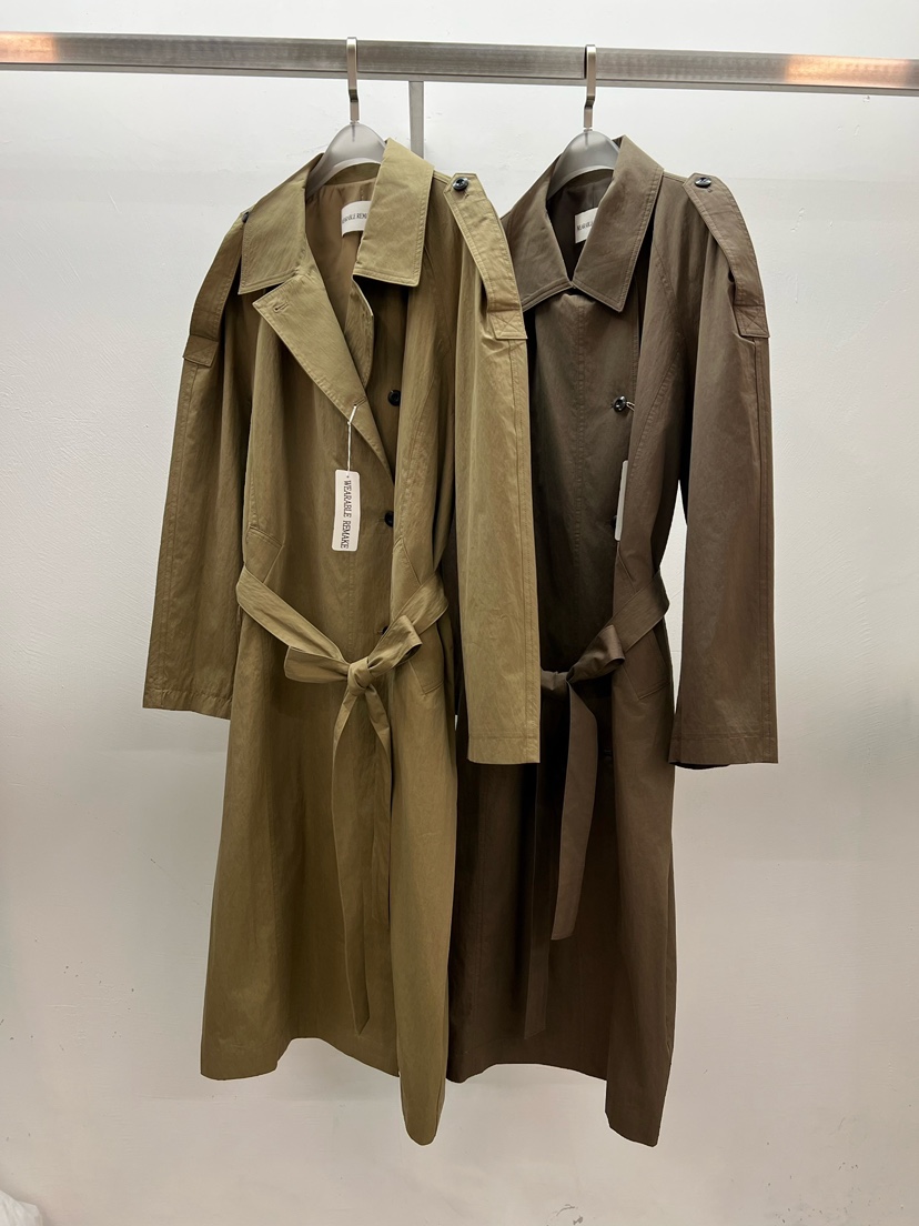 WEARABLE-L東大門㊣實拍女裝新品時尚熱賣人氣長款風衣含腰帶WEARABLE長款風衣