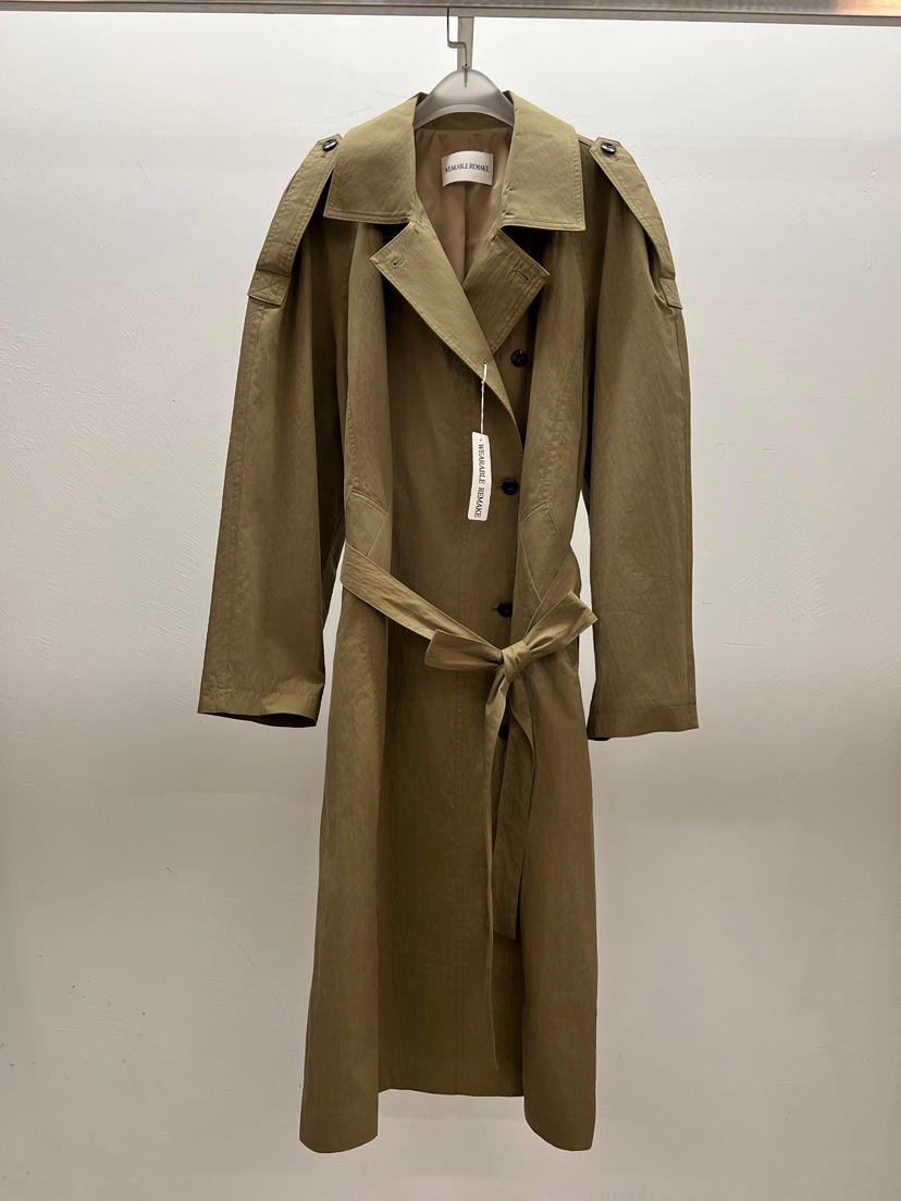 WEARABLE-L東大門㊣實拍女裝新品時尚熱賣人氣長款風衣含腰帶WEARABLE長款風衣圖色1