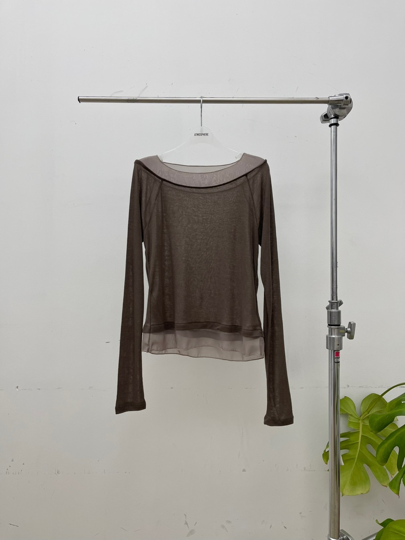 ATMOSPHERE東大門㊣實拍女裝新品休閑人氣25秋冬長袖T恤雪紡ATMOSPHERE/BLING長袖T恤圖色4