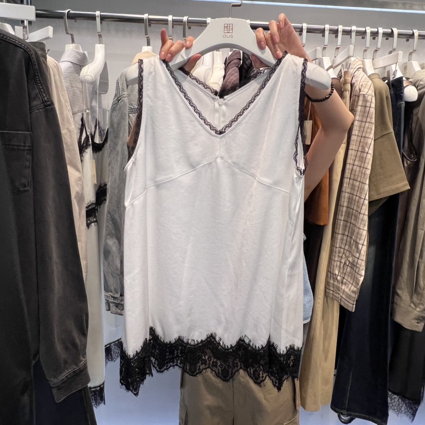 OUS/INCH-L韓國直郵㊣女士新品熱賣時尚職業吊帶背心蕾絲OUS/INCH吊帶/背心圖色3