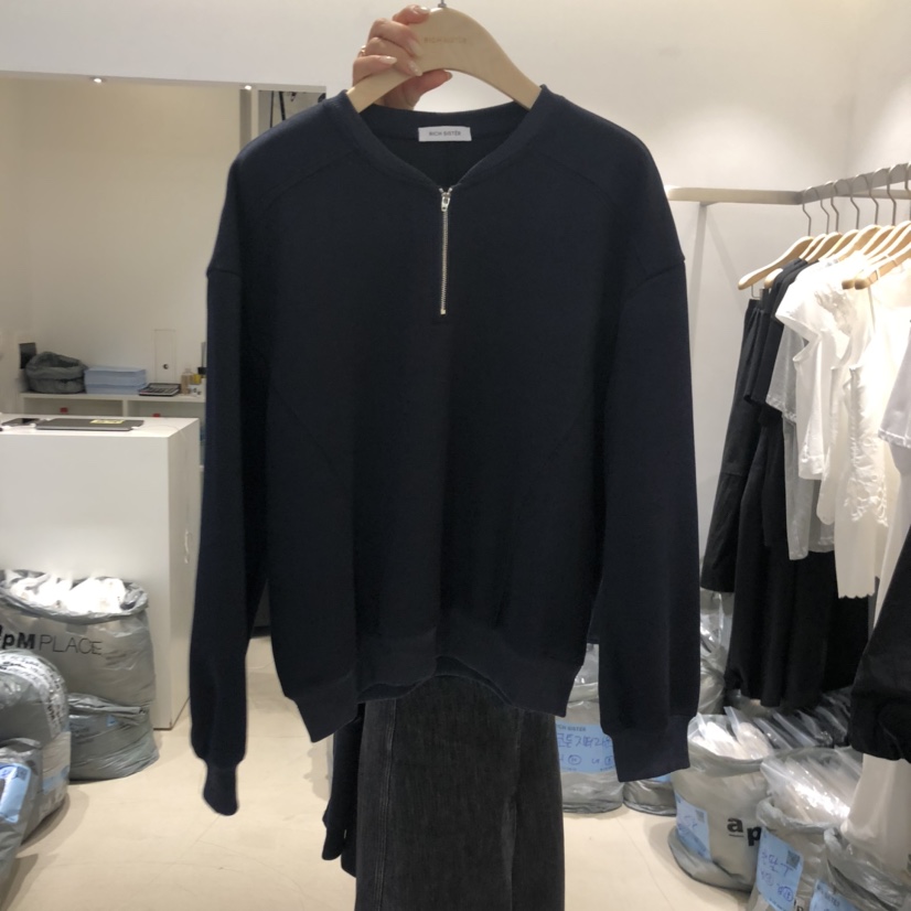 RICH SISTER韓國直郵㊣女士新品人氣衛衣不含內搭拉鏈棉質圓領RICH SISTER衛衣圖色2