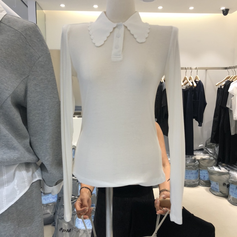 RICH SISTER韓國代購㊣女士新品熱賣推薦職業25秋冬長袖T恤刺繡RICH SISTER長袖T恤圖色1