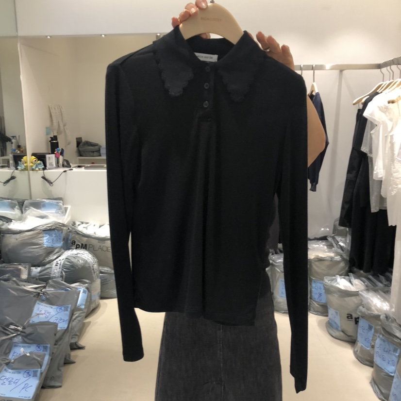 RICH SISTER韓國代購㊣女士新品熱賣推薦職業25秋冬長袖T恤刺繡RICH SISTER長袖T恤圖色2